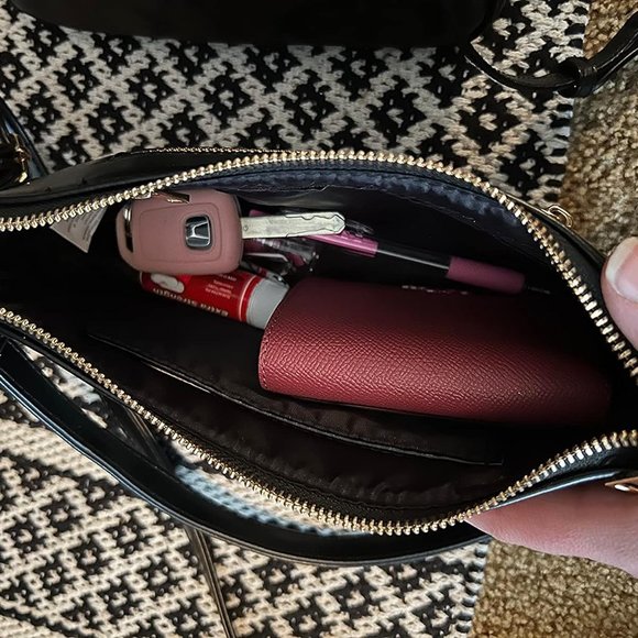 Nieimee Zhou Women Black Leather Shoulder Bag Classic Tote with Zipper Closure - Picture 9 of 11